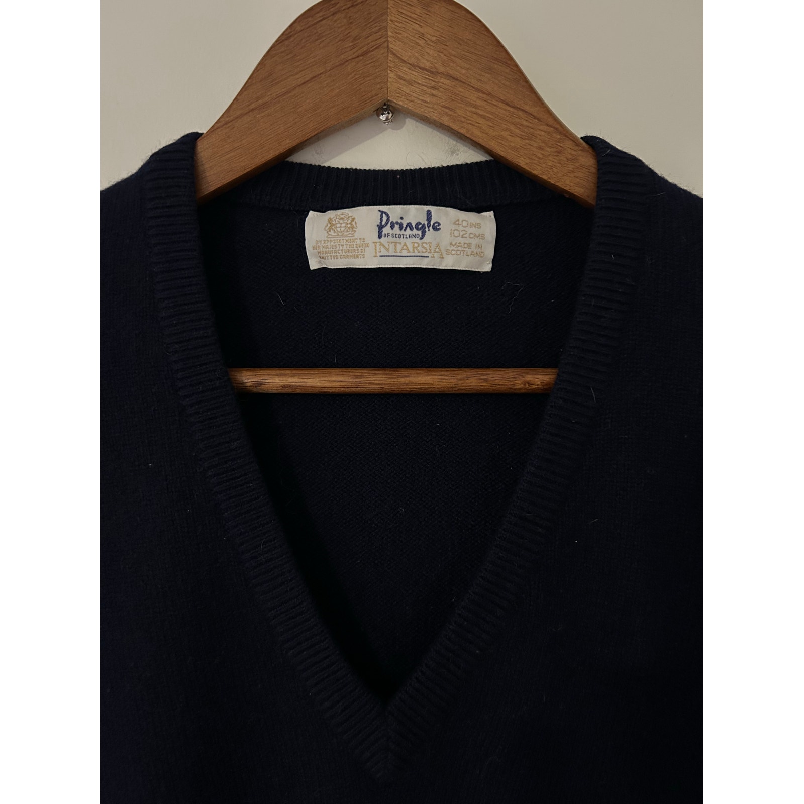 Vtg Pringle Of Scotland Intarsia Argyle Diamond Print Sweater 100% Cashmere Euc — image 4 of 7